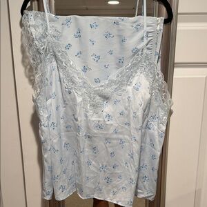Light Blue Floral Lace Pajama Set